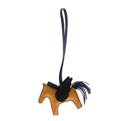 Hermes Milo Lambskin Grigri Rodeo Pegase Horse Bag Charm PM Sesame Black Bleu Saphir 1 of 5