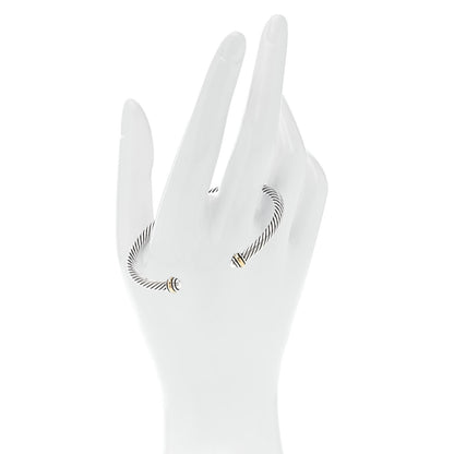 David Yurman Sterling Silver 18K Yellow Gold 4mm Cable Classics Bracelet 2 of 5