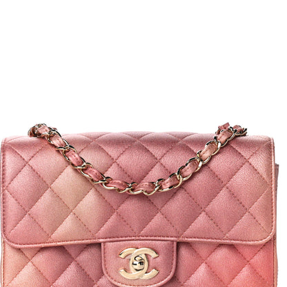 Chanel Metallic Lambskin Quilted Ombre Mini Rectangular Flap Pink 14 of 25