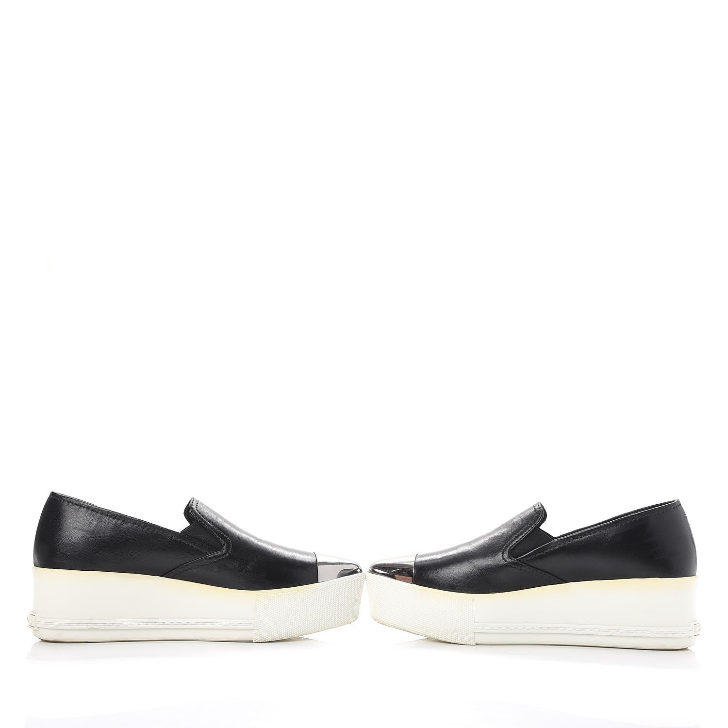 Miu Miu Nappa Metal Cap Toe Slip On Sneakers 36 Nero Black 5 of 15