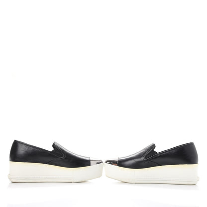 Miu Miu Nappa Metal Cap Toe Slip On Sneakers 36 Nero Black 5 of 15