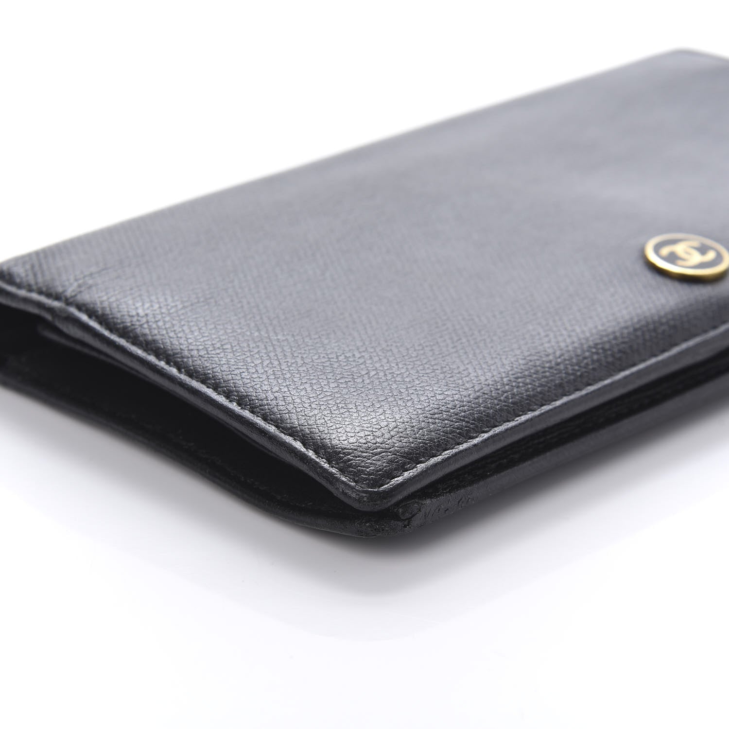 Chanel Grained Calfskin CC Button Yen Wallet Black 6 of 10