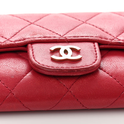 Chanel Lambskin Quilted Flap Card Holder Dark Pink 13 of 15