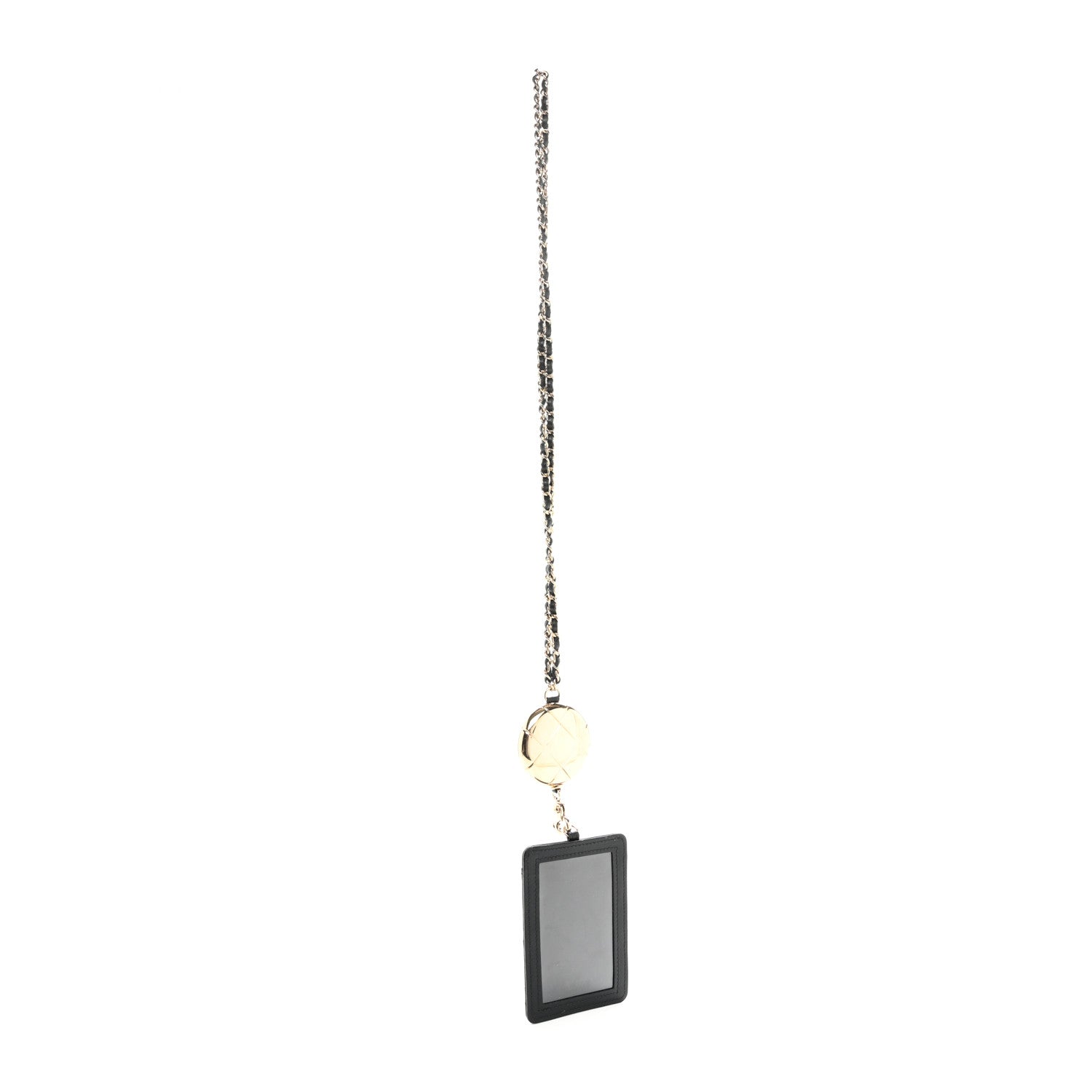 Chanel Lambskin Quilted Lanyard Card Holder On Chain Black 3 of 10