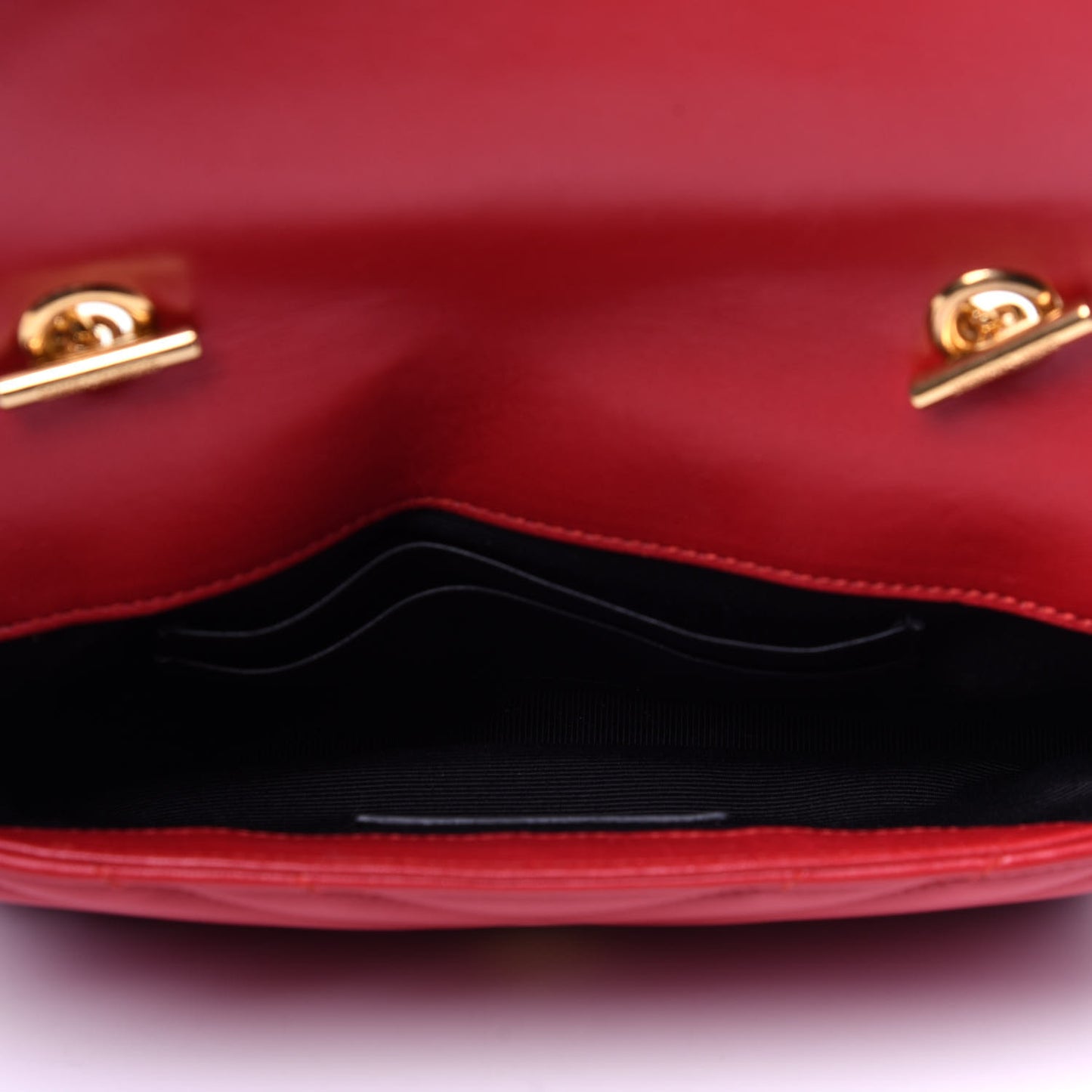 Nappa Matelasse Chevron Classic Monogram Baby Chain Bag New Red