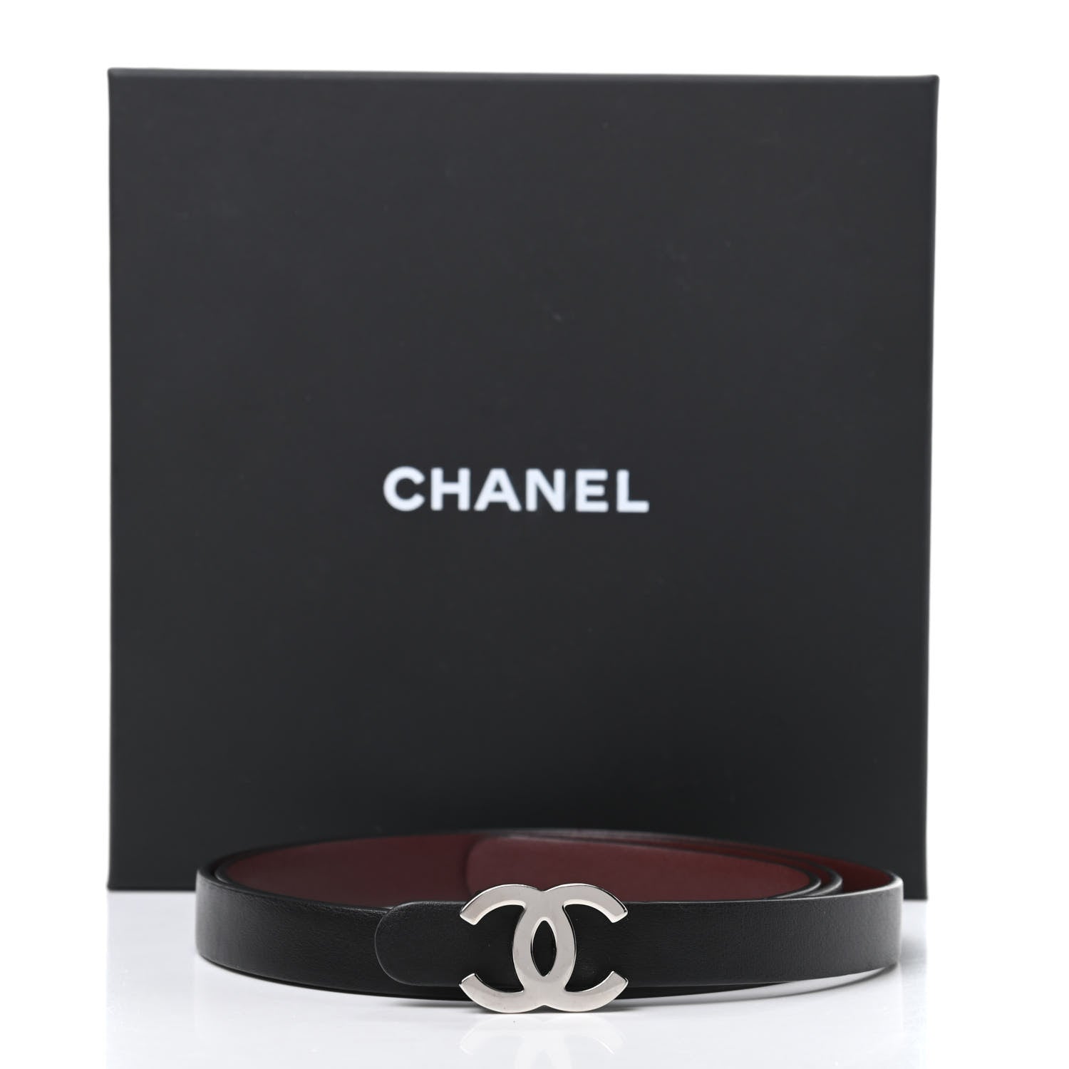Chanel Calfskin CC Reversible Belt 85 Black Burgundy 6 of 6