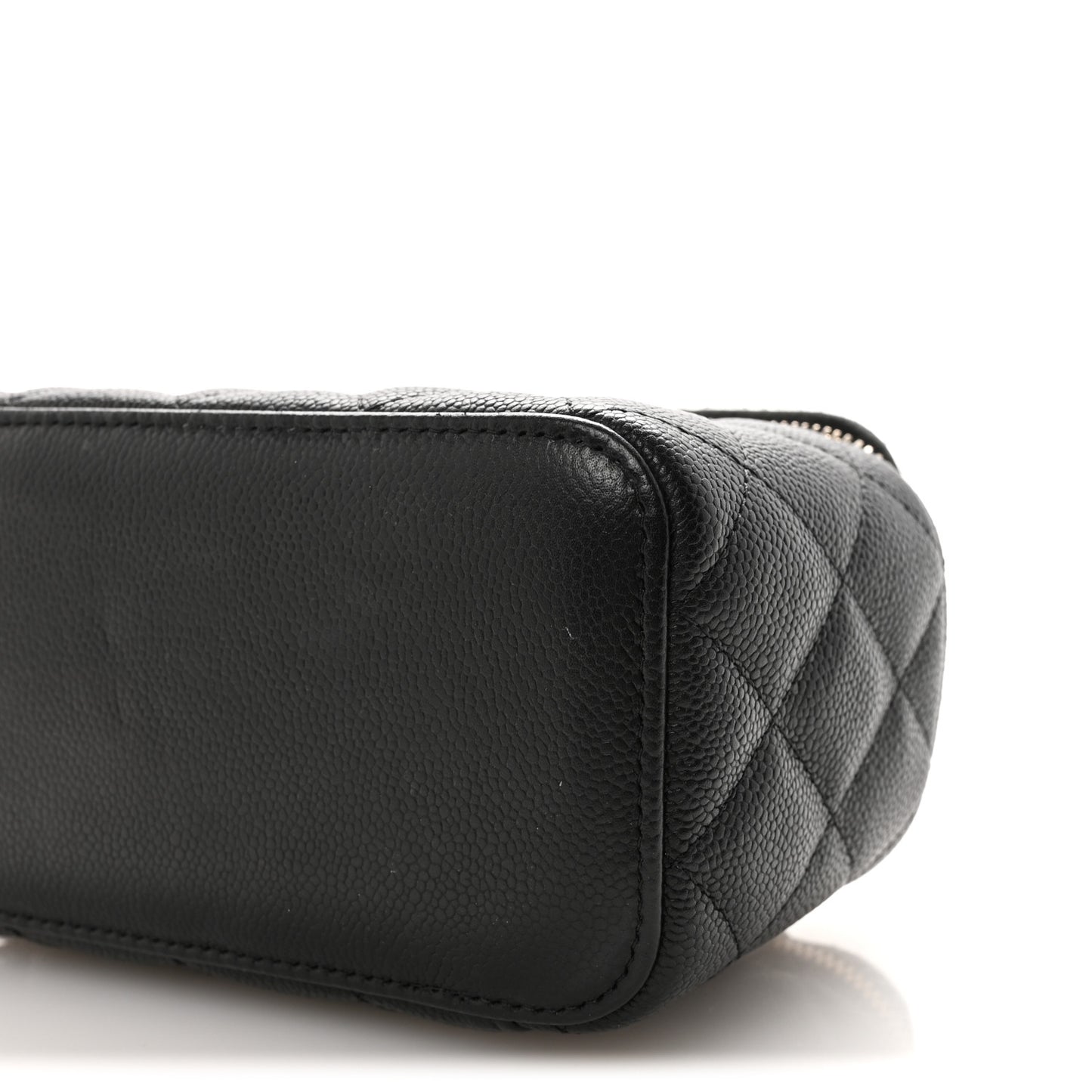 Caviar Quilted Small Tiny CC Vanity Case With Chain Black
