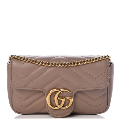Gucci Calfskin Matelasse Super Mini GG Marmont Shoulder Bag Porcelain Rose 1 of 12