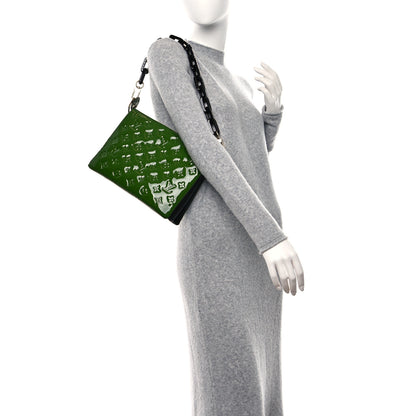 Louis Vuitton Patent Embossed Monogram Coussin PM Green Black 2 of 11