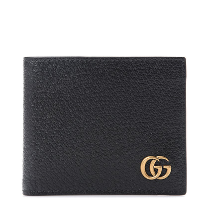 Gucci Calfskin Boar Effect GG Marmont Bi-Fold Wallet Black 1 of 7