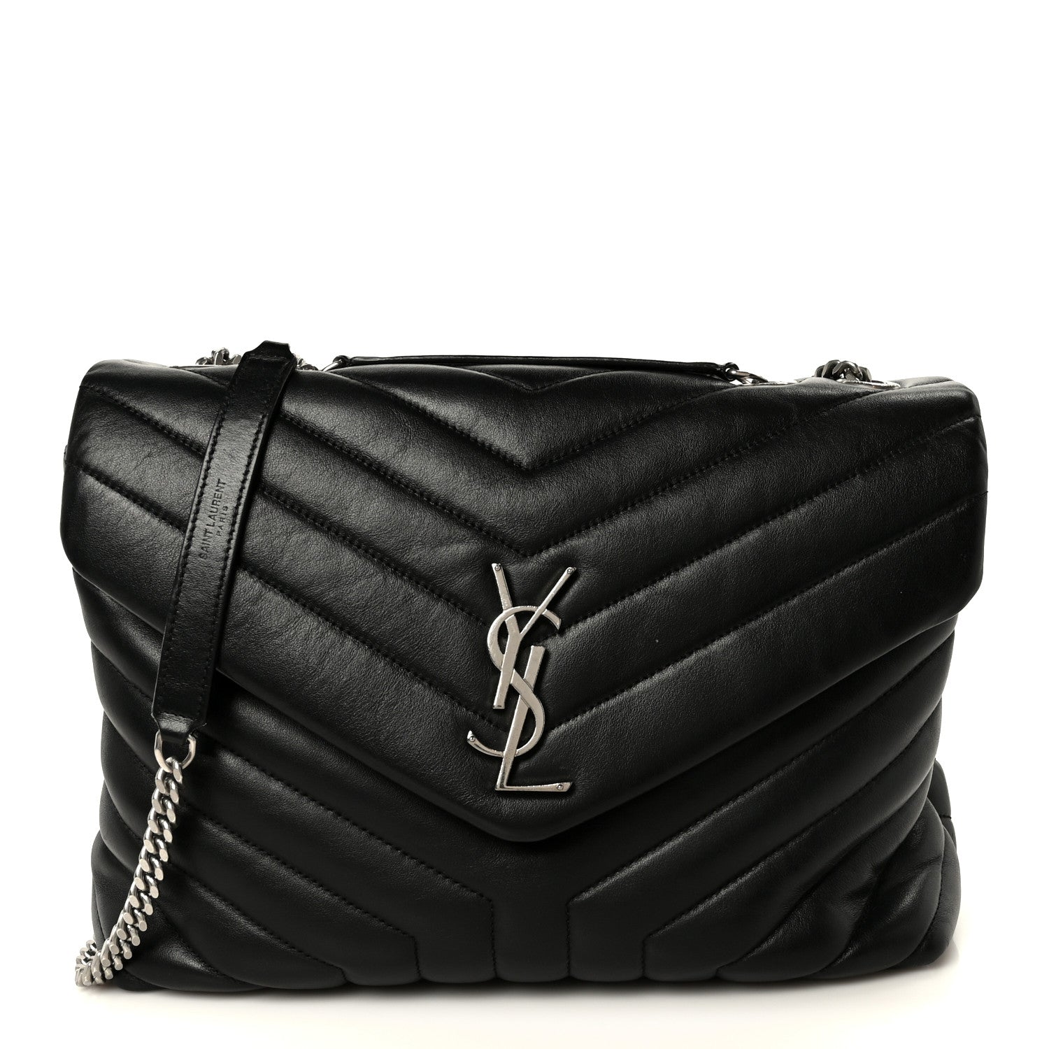 Saint Laurent Calfskin Y Quilted Monogram Medium Loulou Chain Satchel Black 1 of 11