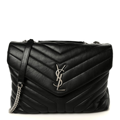 Saint Laurent Calfskin Y Quilted Monogram Medium Loulou Chain Satchel Black 1 of 11