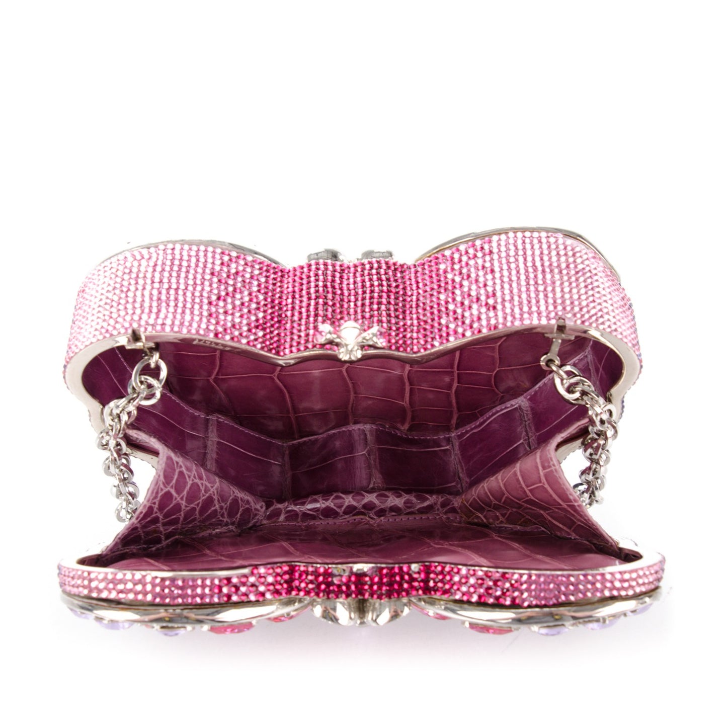 Crystal Butterfly Celestrina Minaudiere Clutch Plum