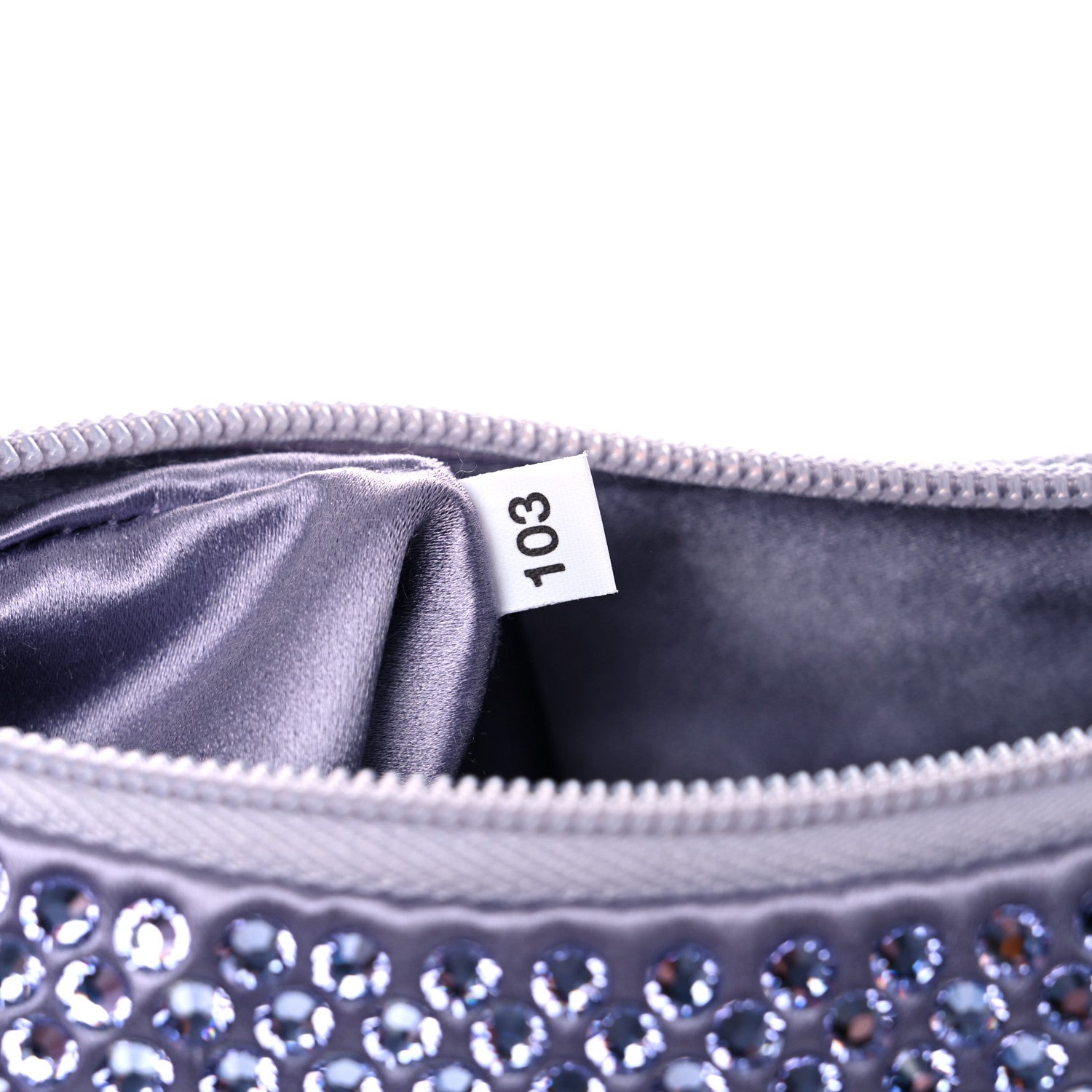 Prada Satin Crystal Mini Re-Edition 2000 Bag Glicine 7 of 11