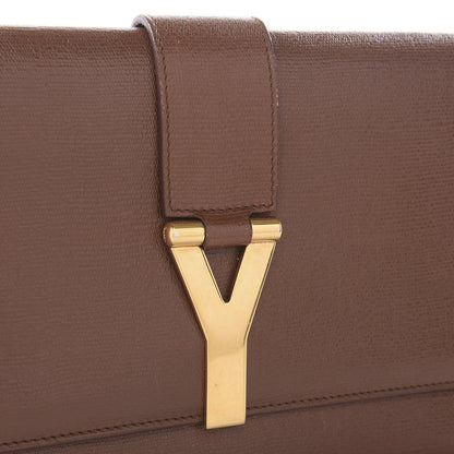 Saint Laurent Textured Calfskin Y Ligne Clutch Brown 6 of 9