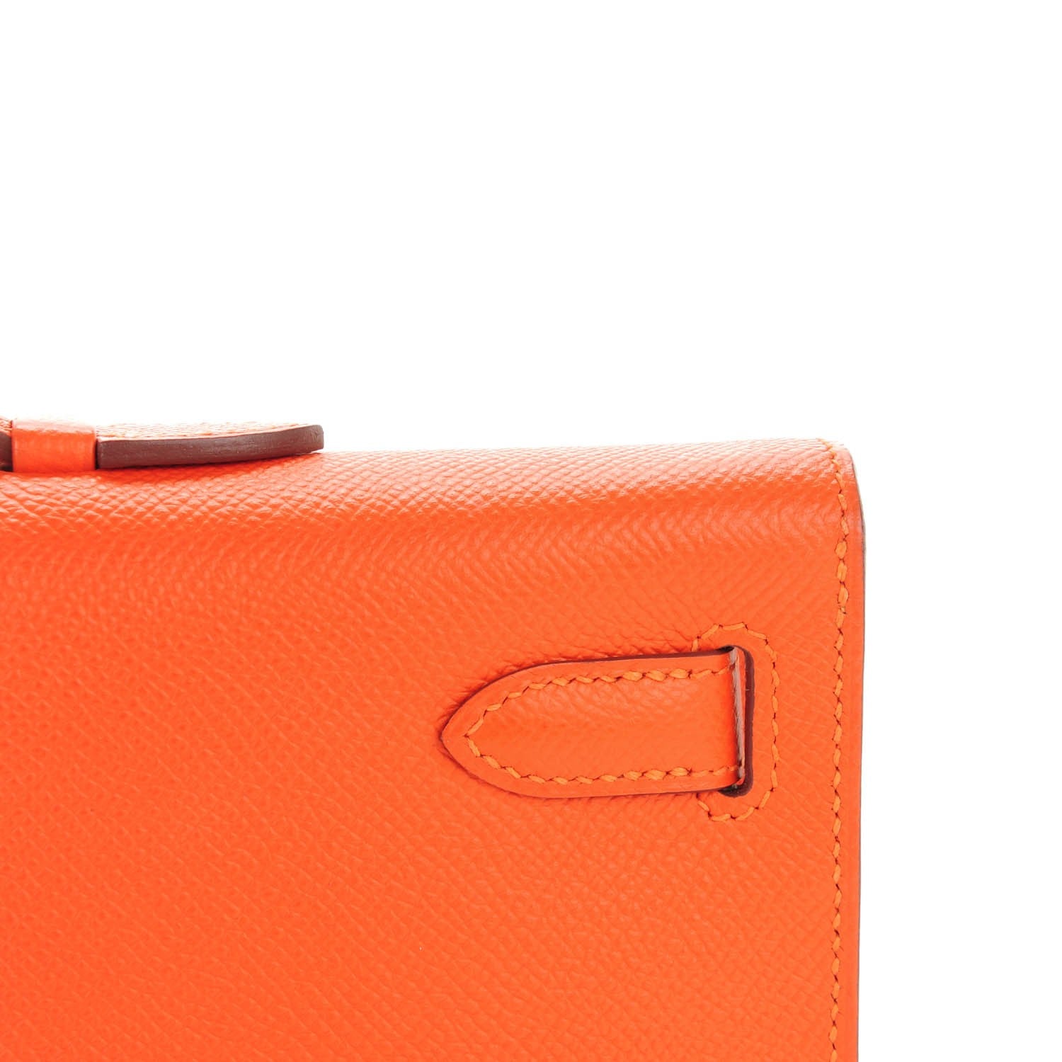 Hermes Epsom Kelly Cut Clutch Pochette Feu 10 of 13