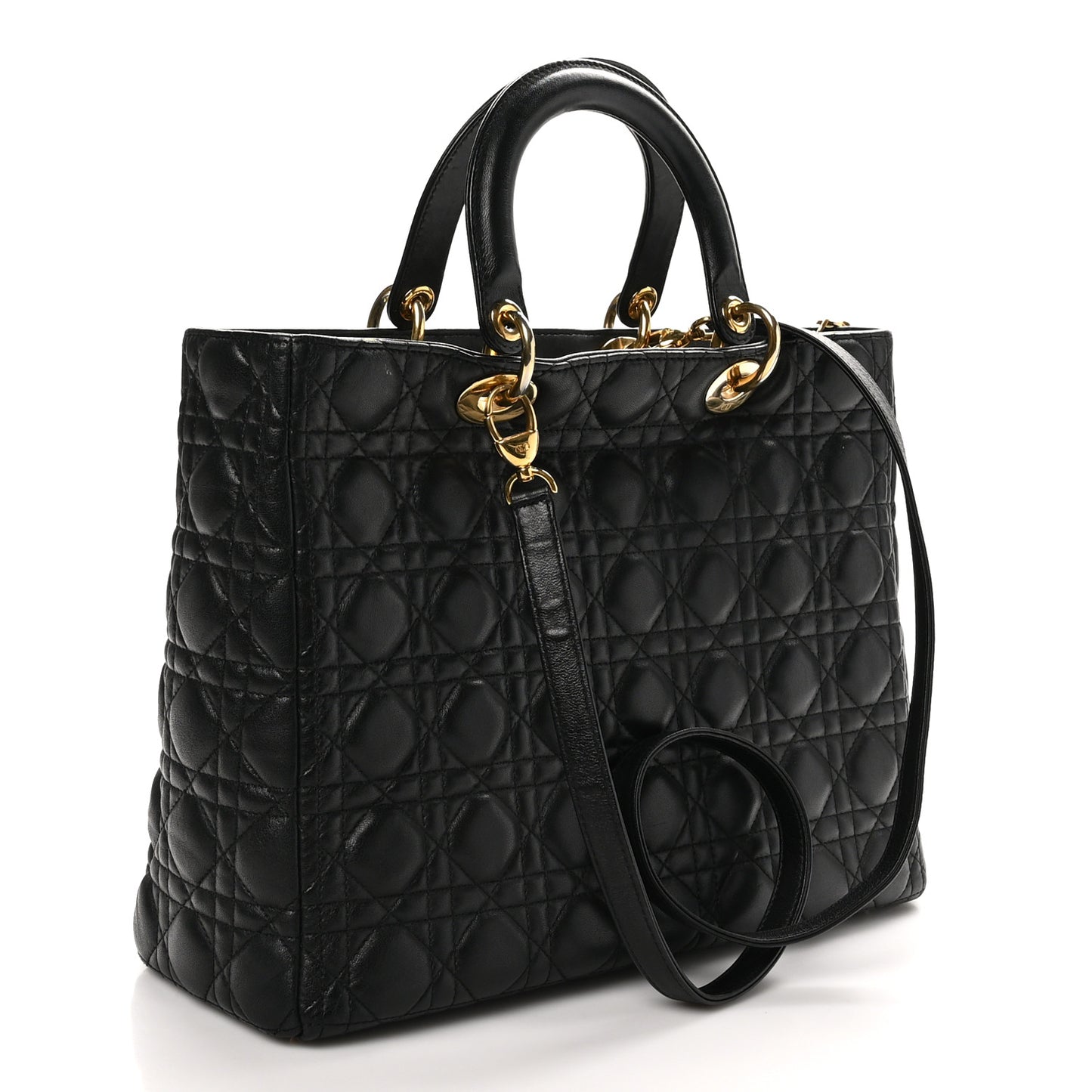 Lambskin Cannage Large Lady Dior Black
