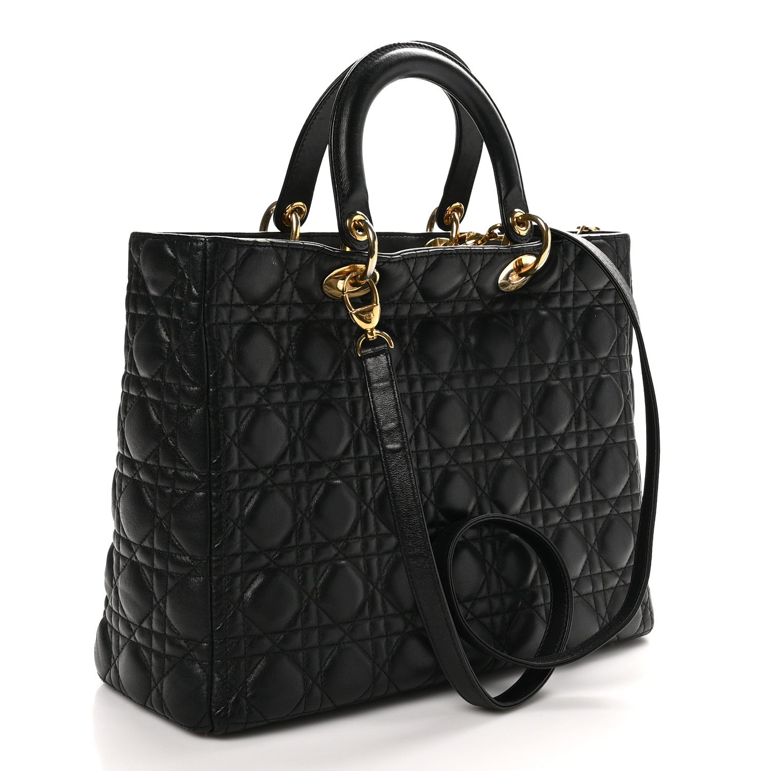 Christian Dior Lambskin Cannage Large Lady Dior Black 3 of 10