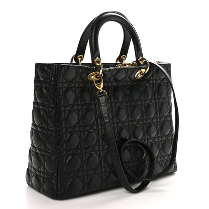 Christian Dior Lambskin Cannage Large Lady Dior Black 3 of 10