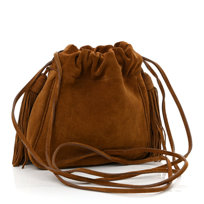 Saint Laurent Suede Calfskin Fringe Bucket Light Ochre 2 of 9