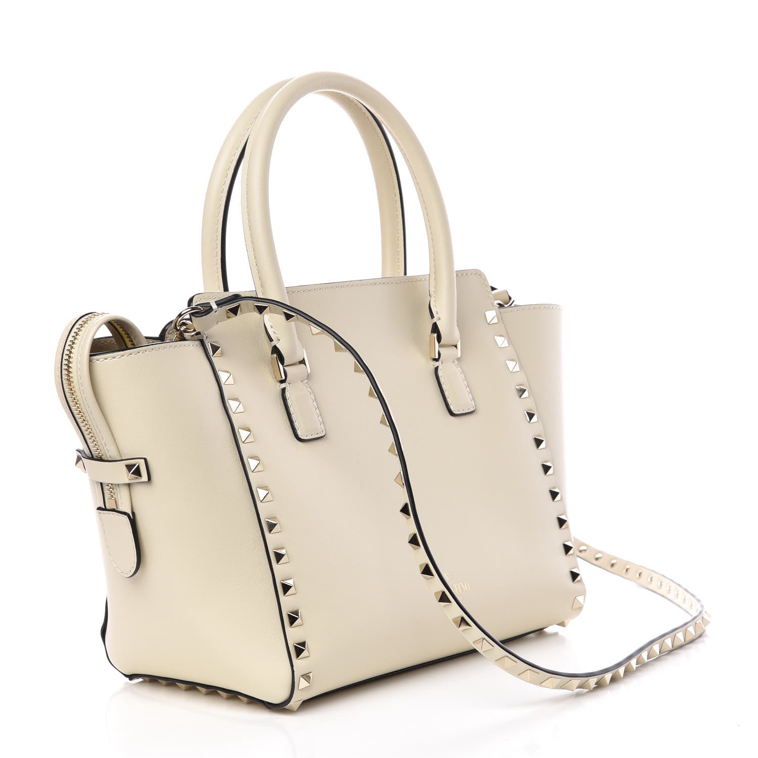 Valentino Garavani Vitello Small Rockstud Double Handle Tote Ivory 3 of 8