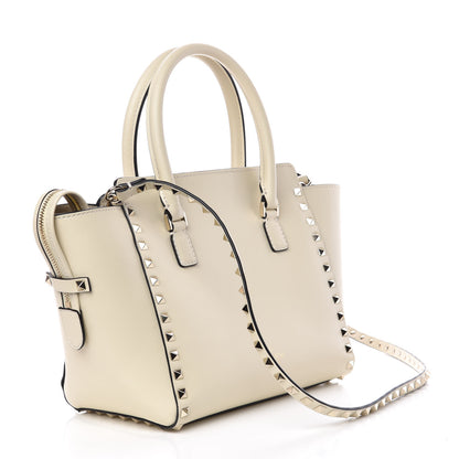 Valentino Garavani Vitello Small Rockstud Double Handle Tote Ivory 3 of 8