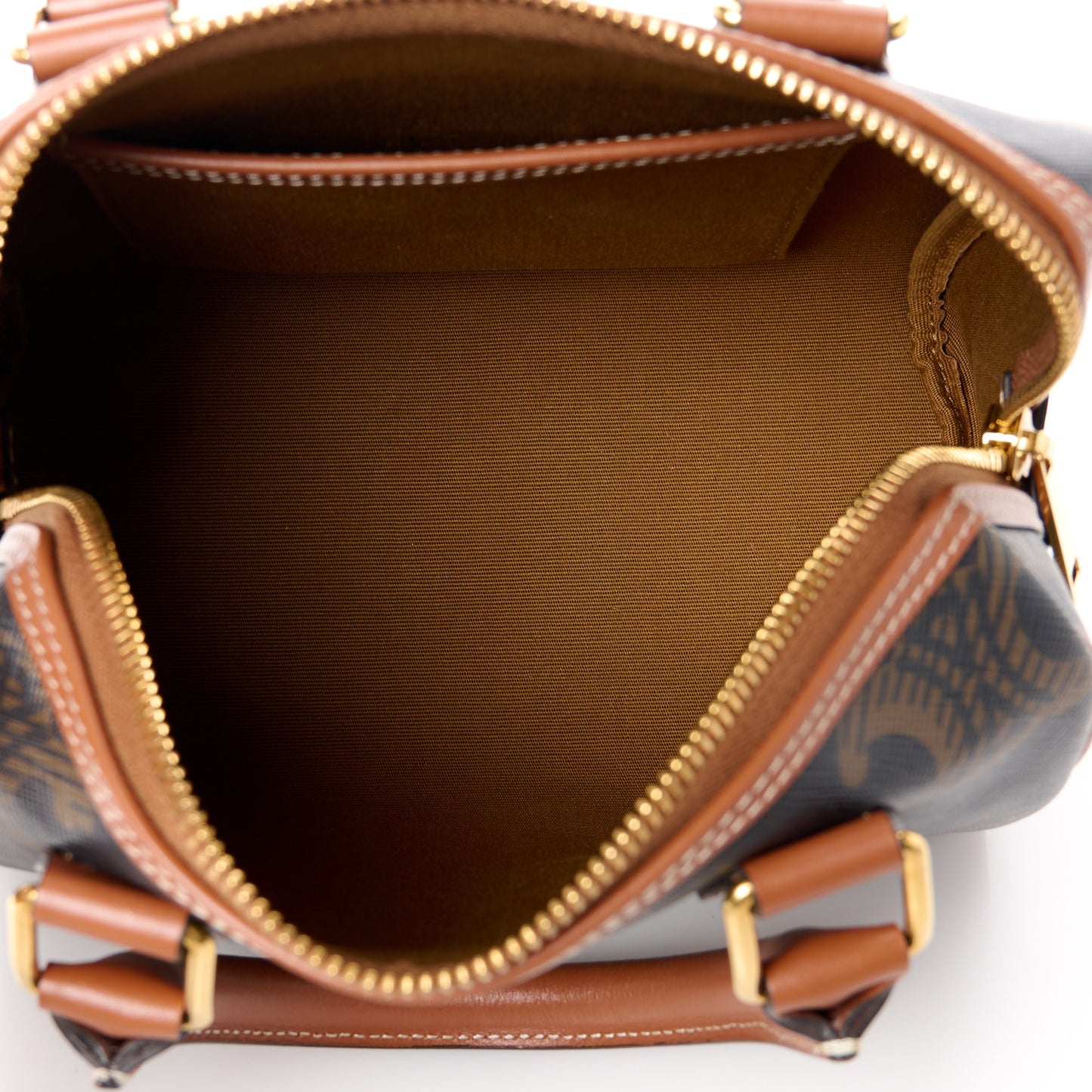 Triomphe Canvas XL Calfskin Small Boston Bag Tan