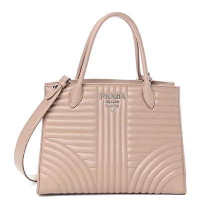 Prada Soft Calfskin Impunture Diagramme Tote Cipria 1 of 9