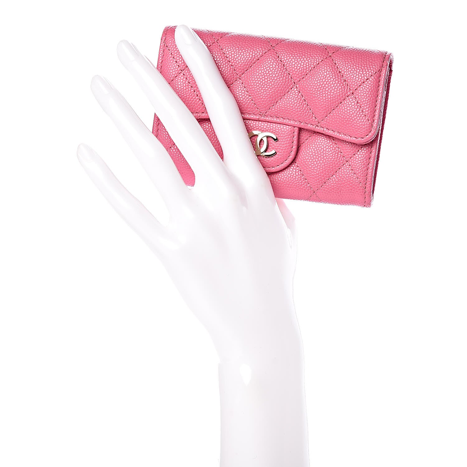Chanel Caviar Quilted Flap Card Holder Pink 2 of 12