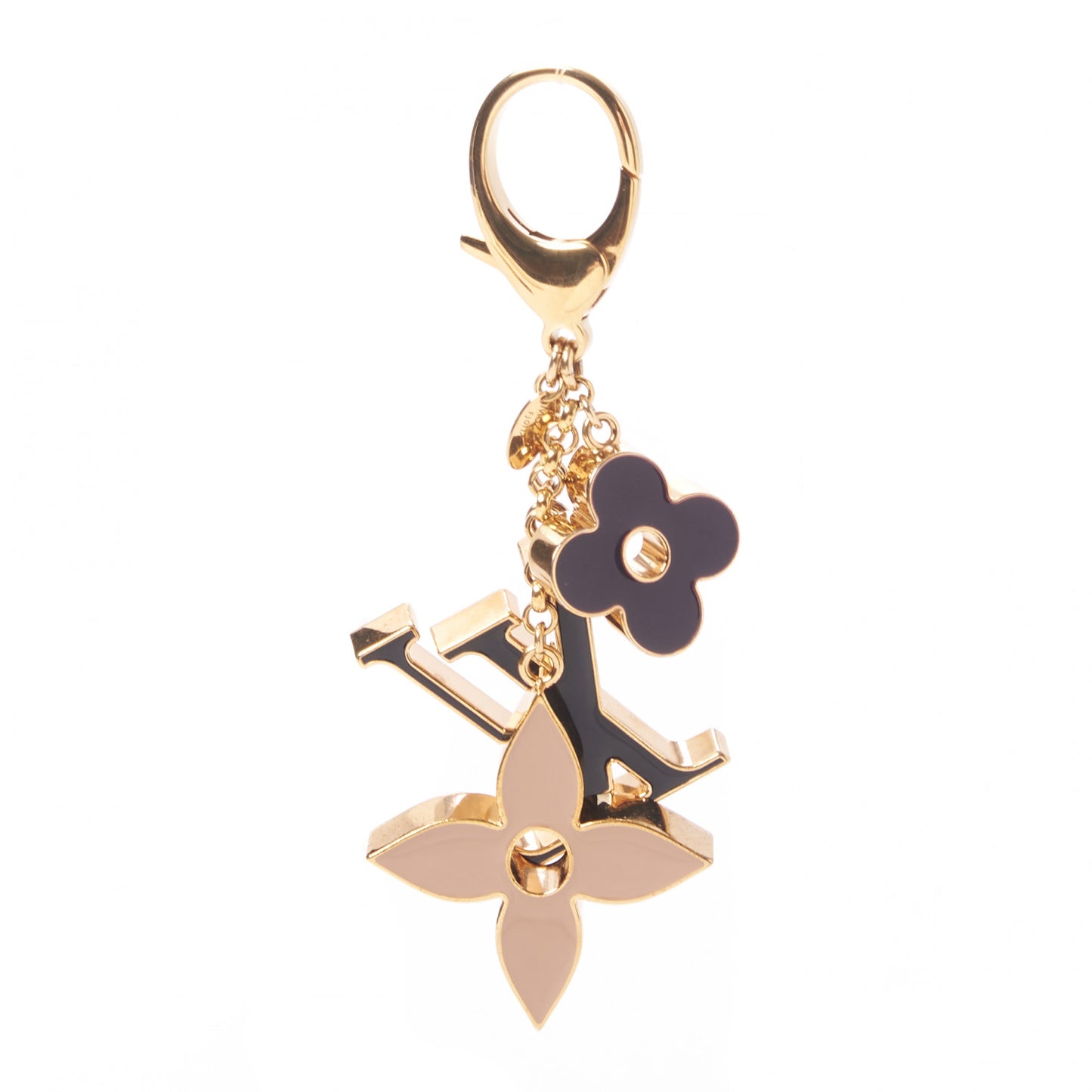 Fleur De Monogram Bag Charm Dore