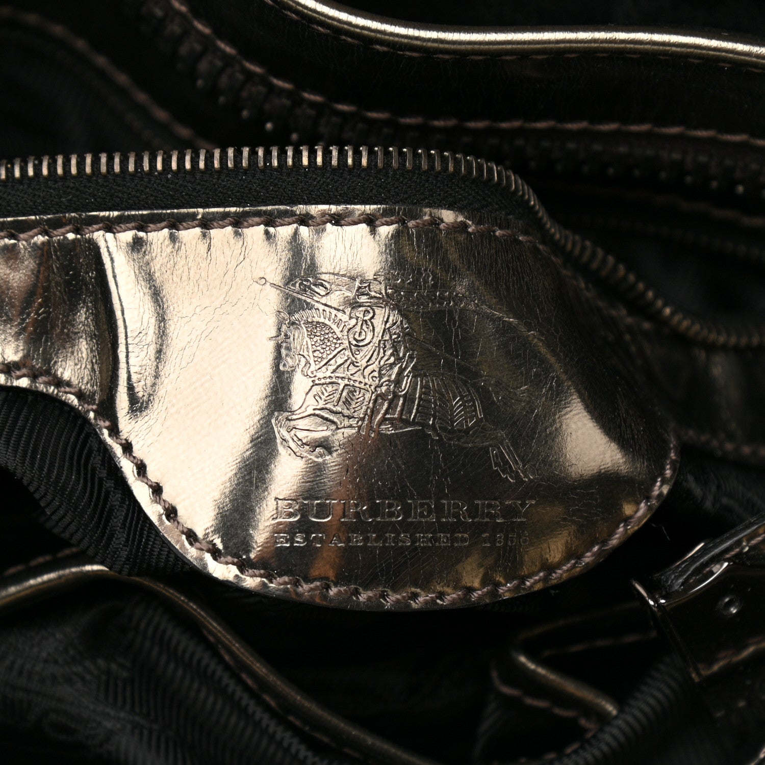 Burberry Metallic Patent Studded Rowan Pewter 6 of 13
