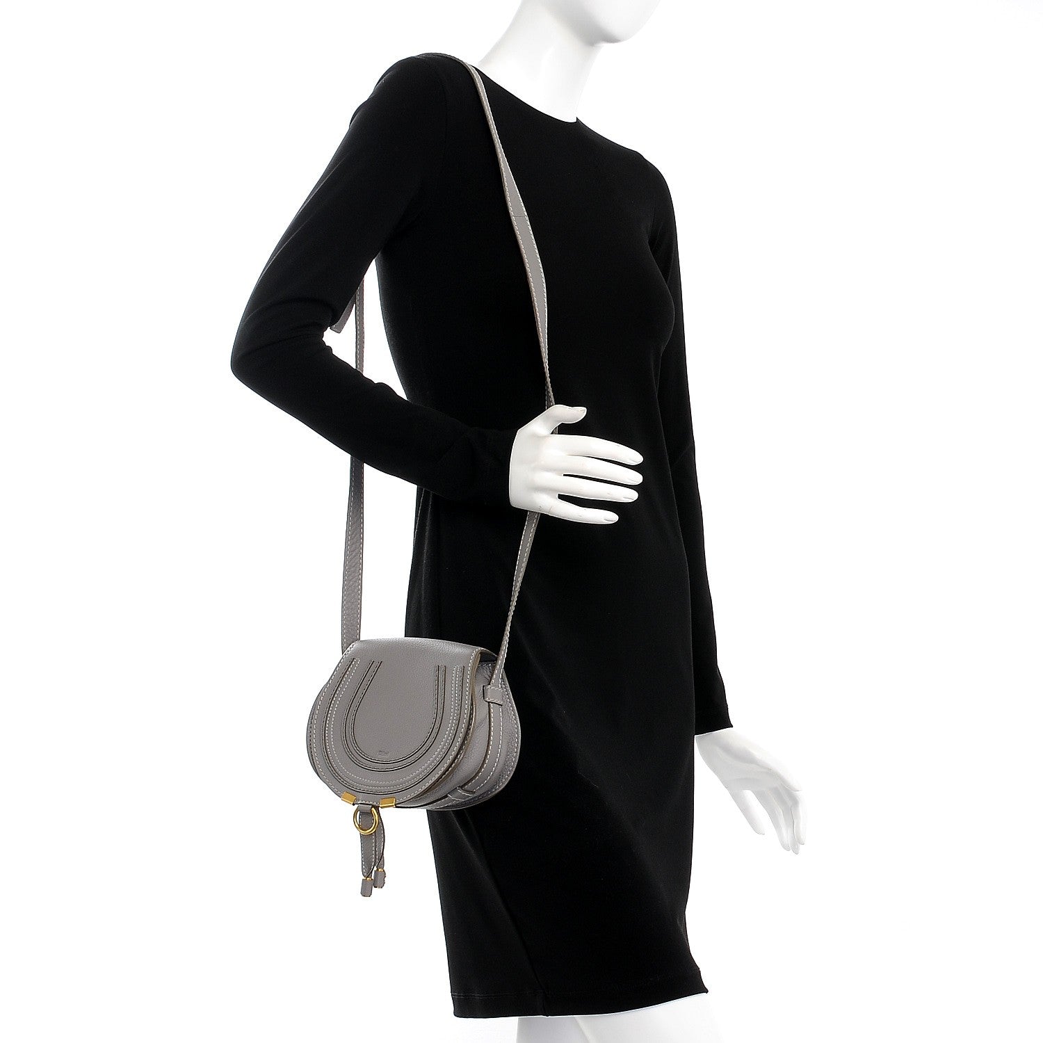 Chloe Calfskin Mini Marcie Round Crossbody Bag Cashmere Grey 2 of 8