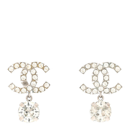 Chanel Crystal CC Drop Earrings Silver 1 of 6