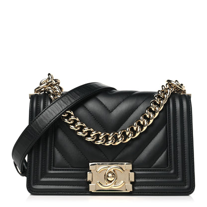 Chanel Lambskin Chevron Quilted Small Boy Flap Black 1 of 10