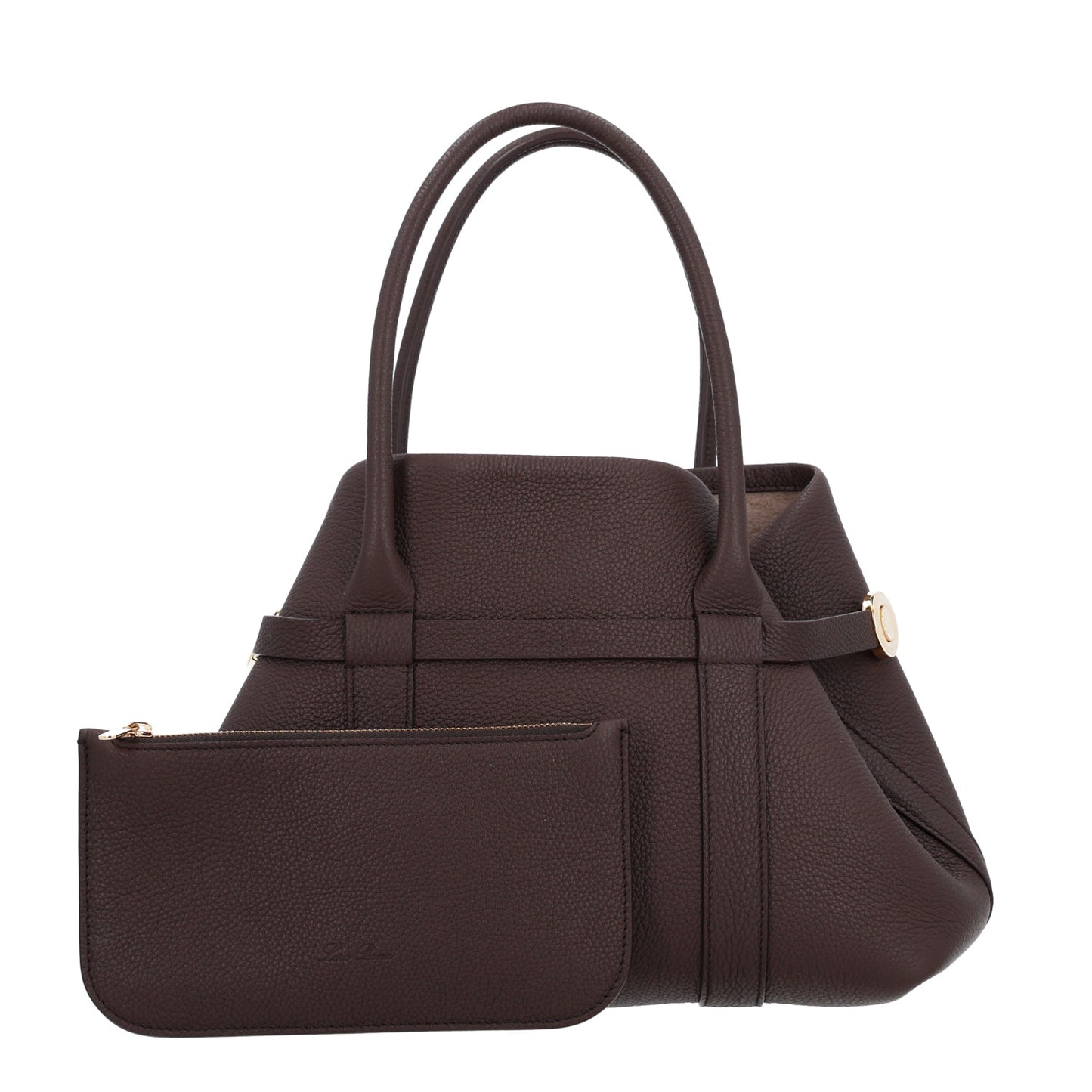 Grained Calfskin Small Ghiera Shopper Tote Brown