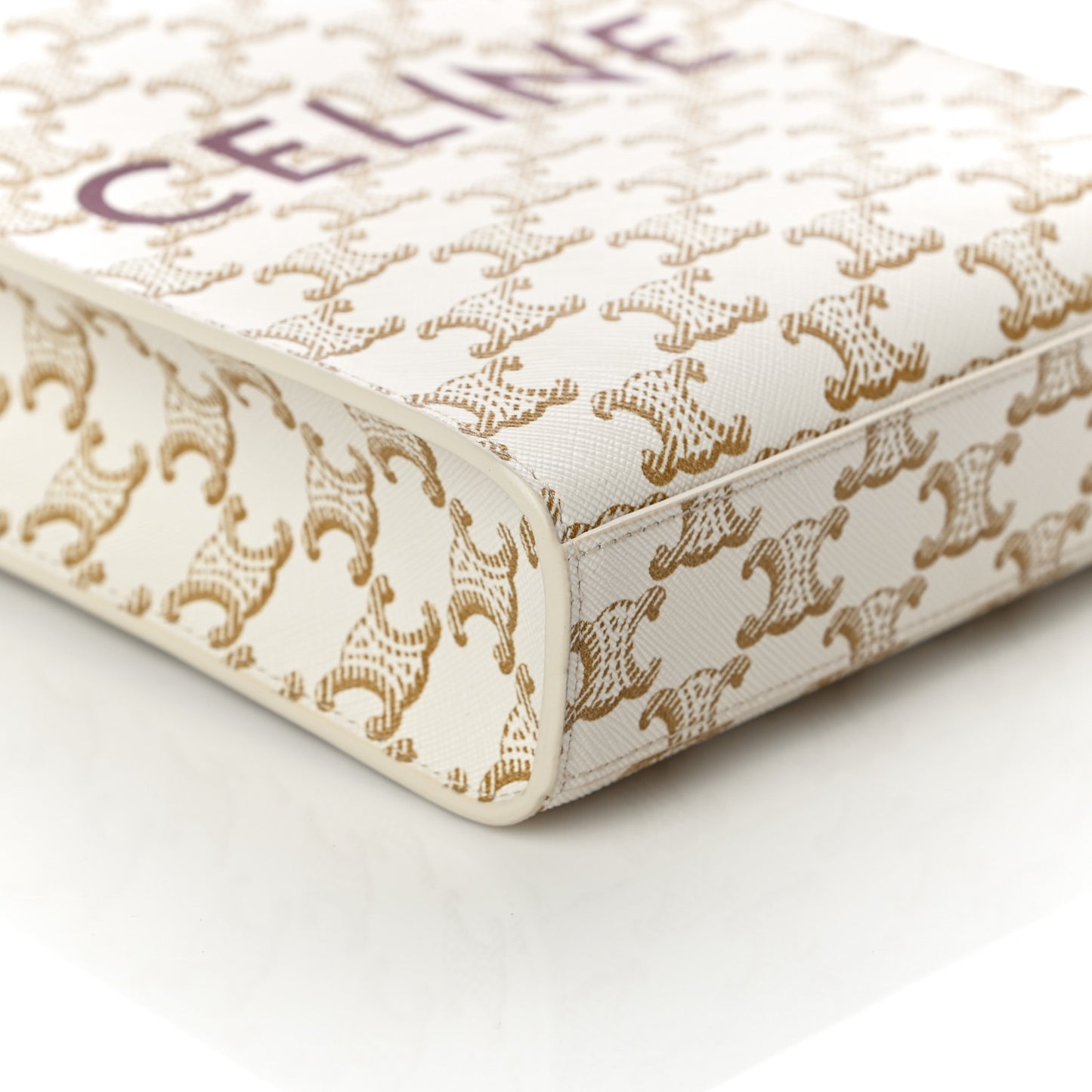 Triomphe Canvas Calfskin Mini Vertical Cabas White
