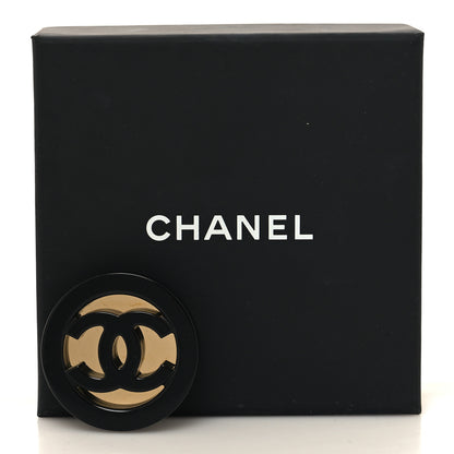 Chanel Resin CC Round Brooch Gold Black 4 of 4