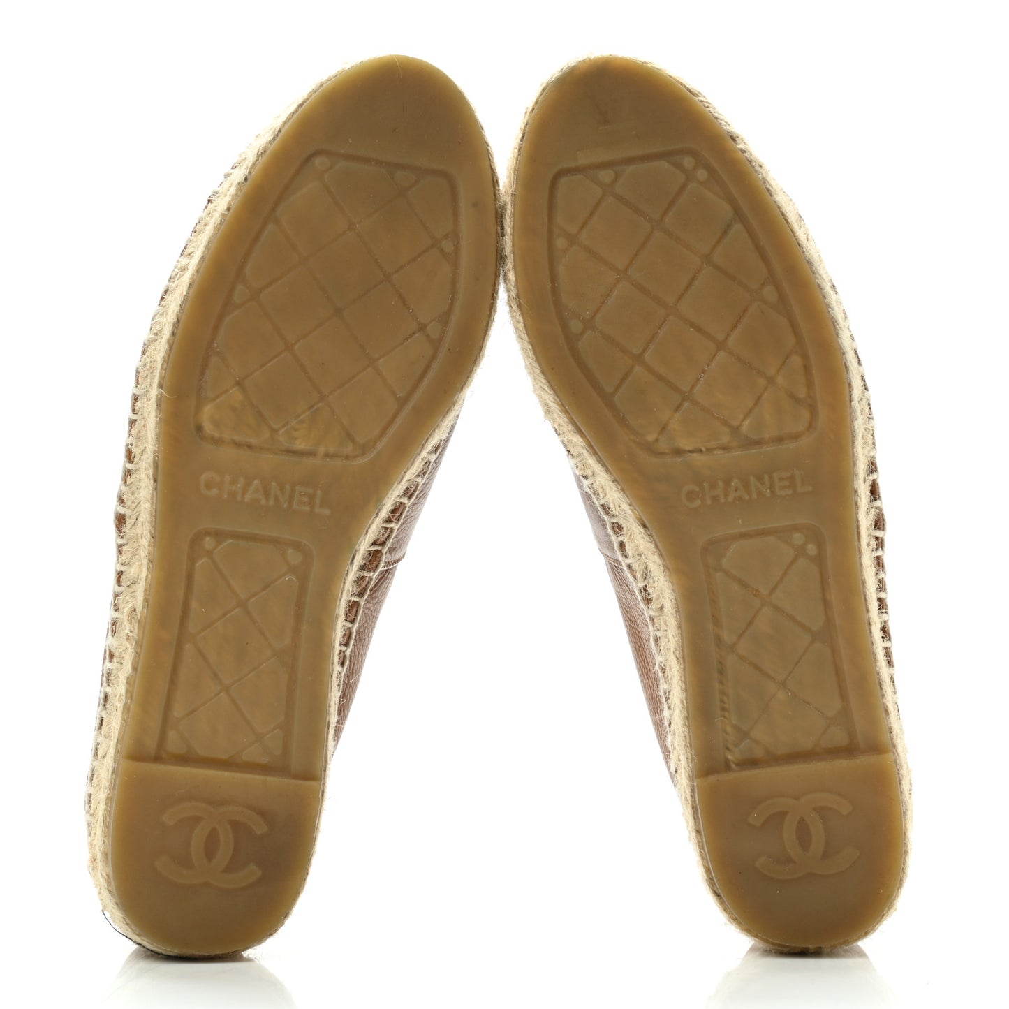 Calfskin CC Espadrilles 37 Light Brown