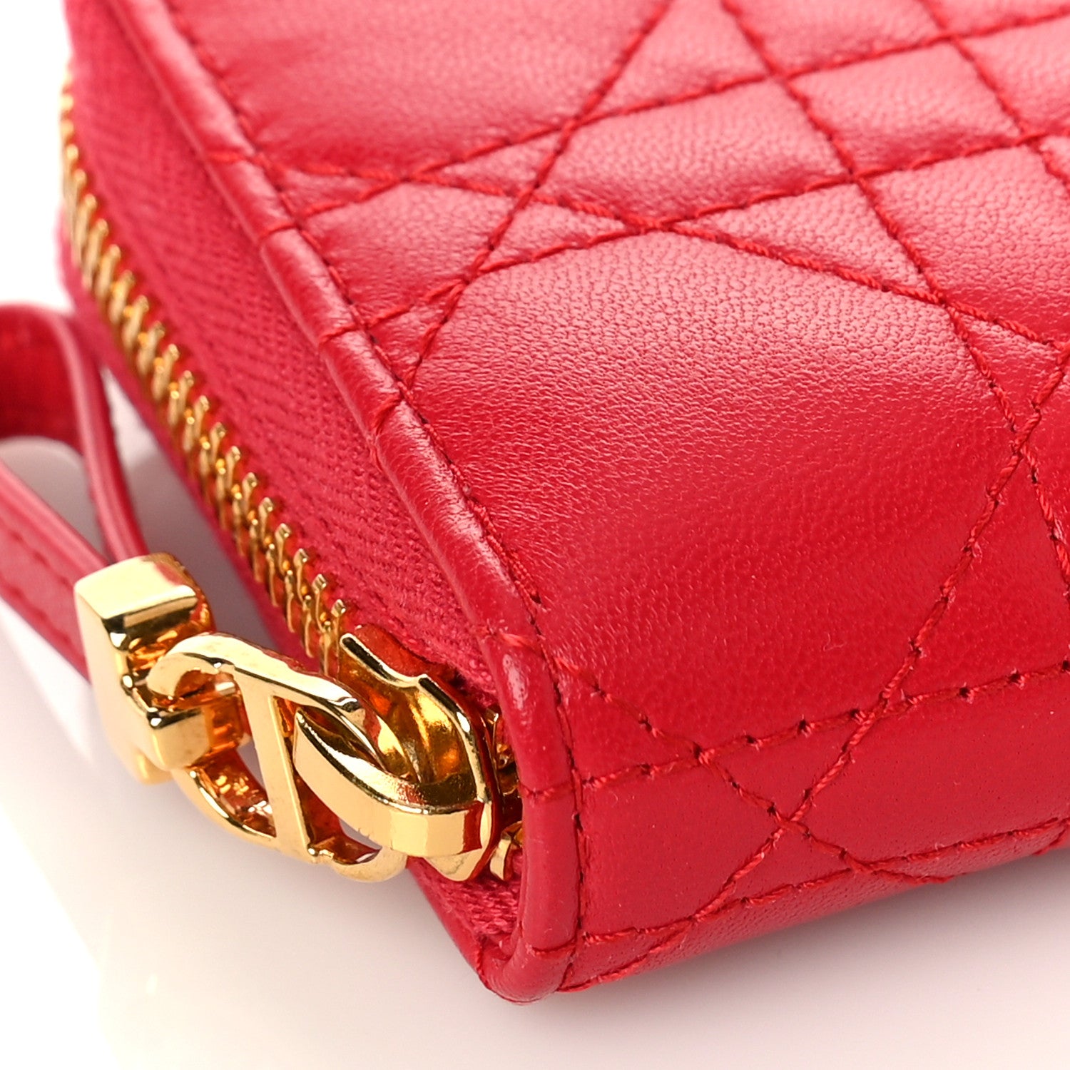 Christian Dior Lambskin Cannage Mini Caro Zipped Pouch Raspberry 7 of 8