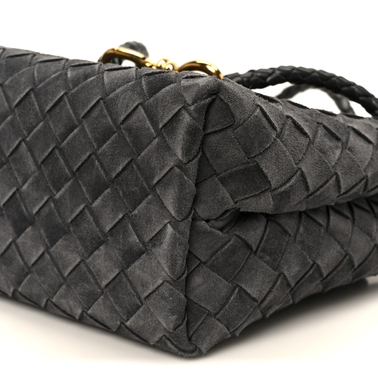 Bottega Veneta Suede Intrecciato Small Andiamo Shoulder Bag Graphite 10 of 10
