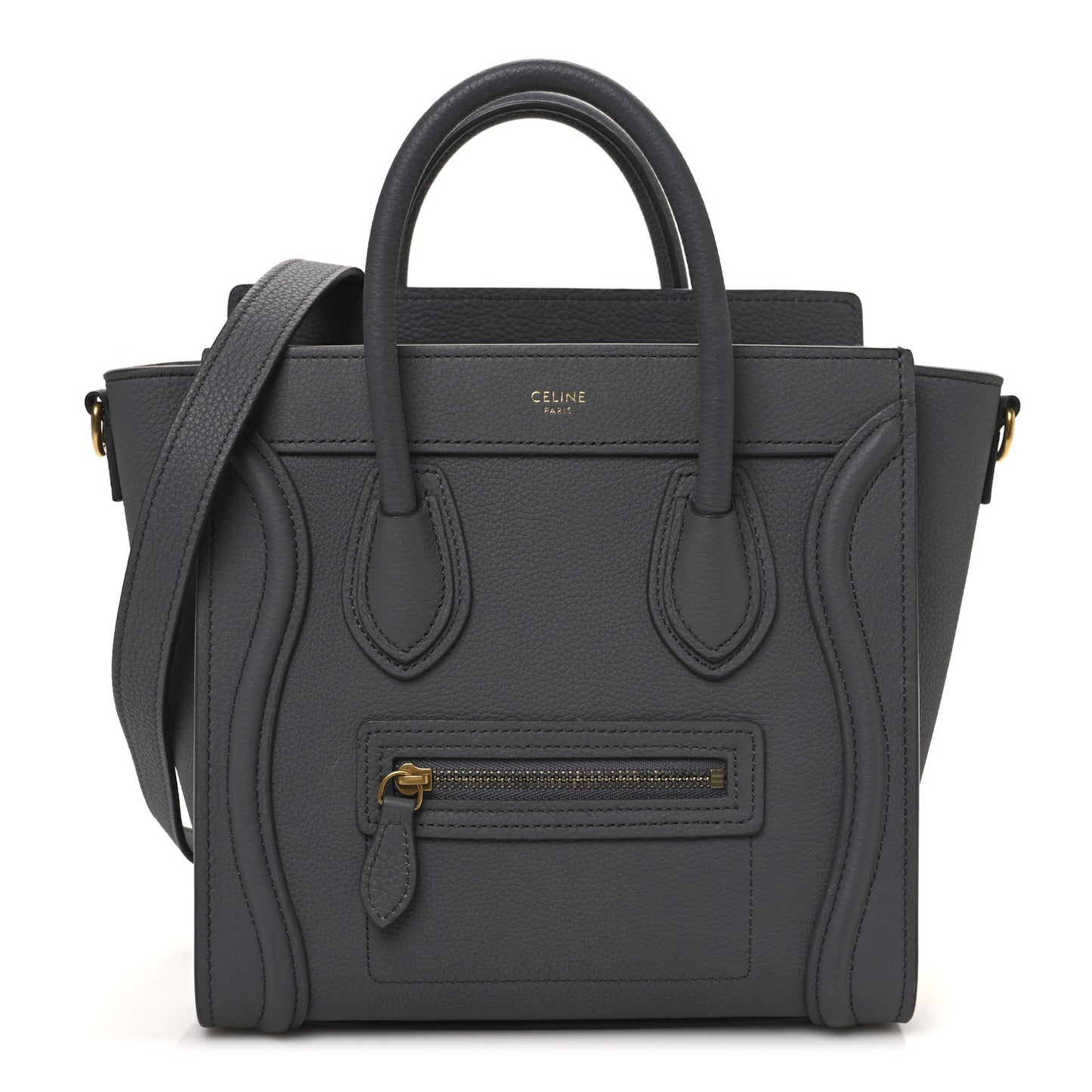 Drummed Calfskin Nano Luggage Kohl