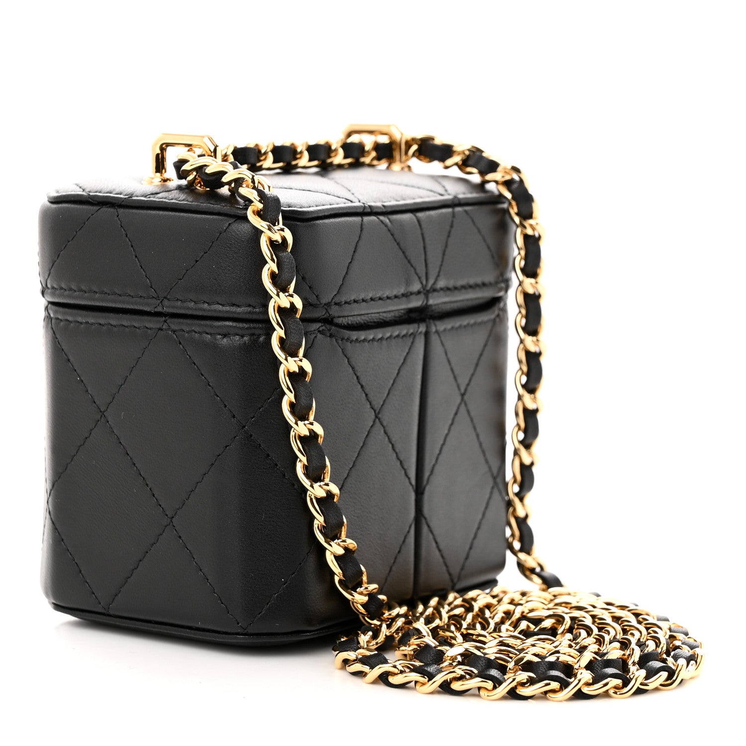 Chanel Lambskin Quilted Vanity Clutch With Chain Black 3 of 11