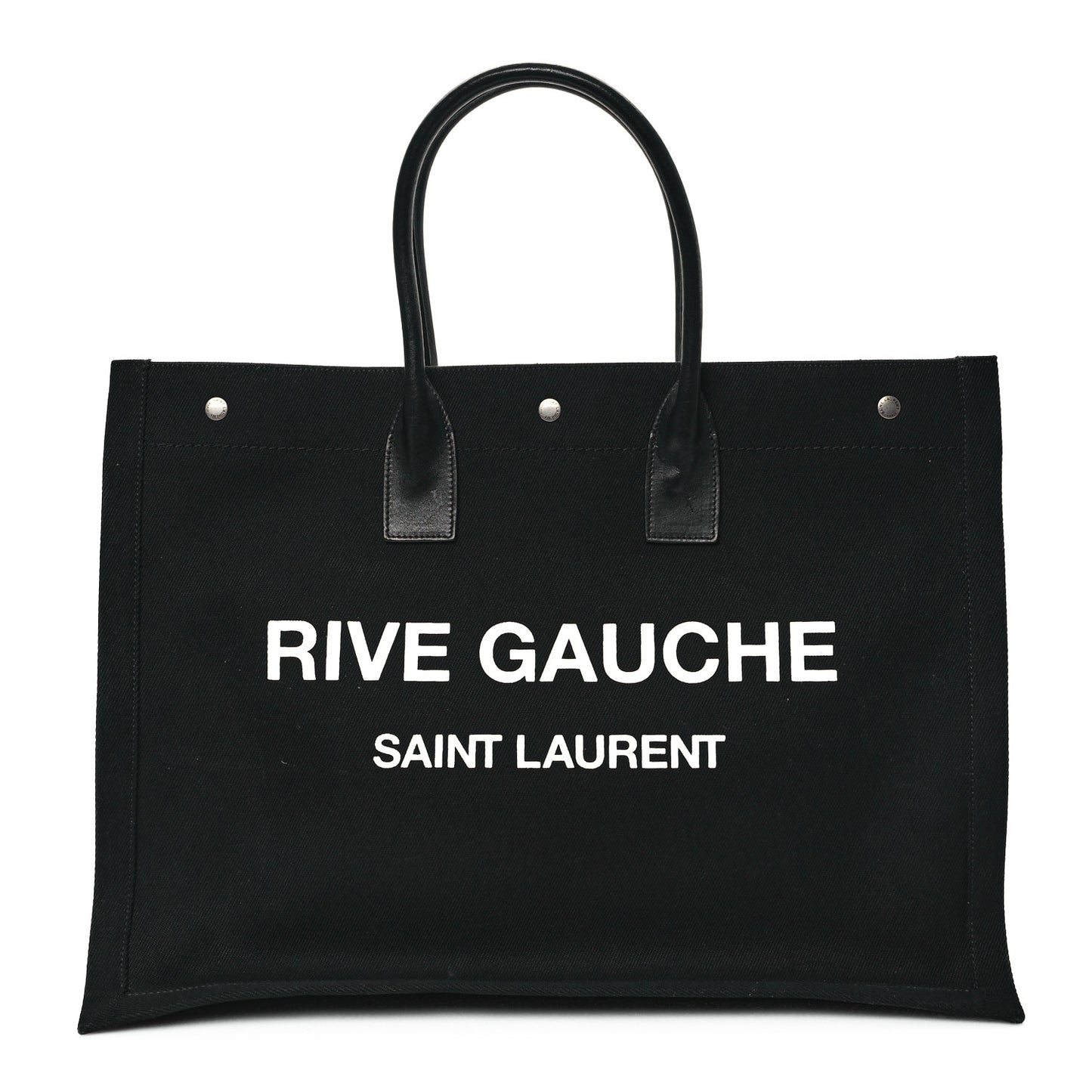 Linen Calfskin Rive Gauche Tote Black