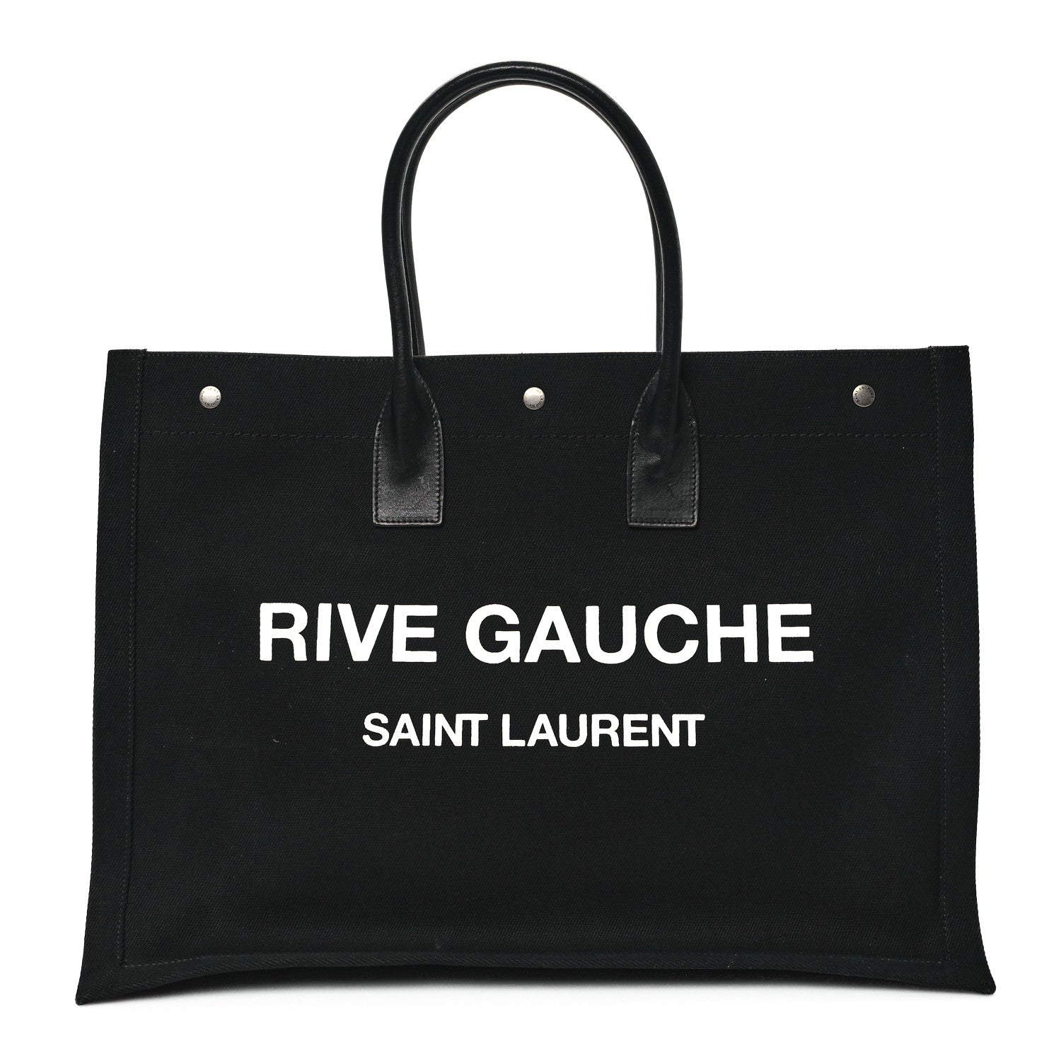 Saint Laurent Linen Calfskin Rive Gauche Tote Black 1 of 8