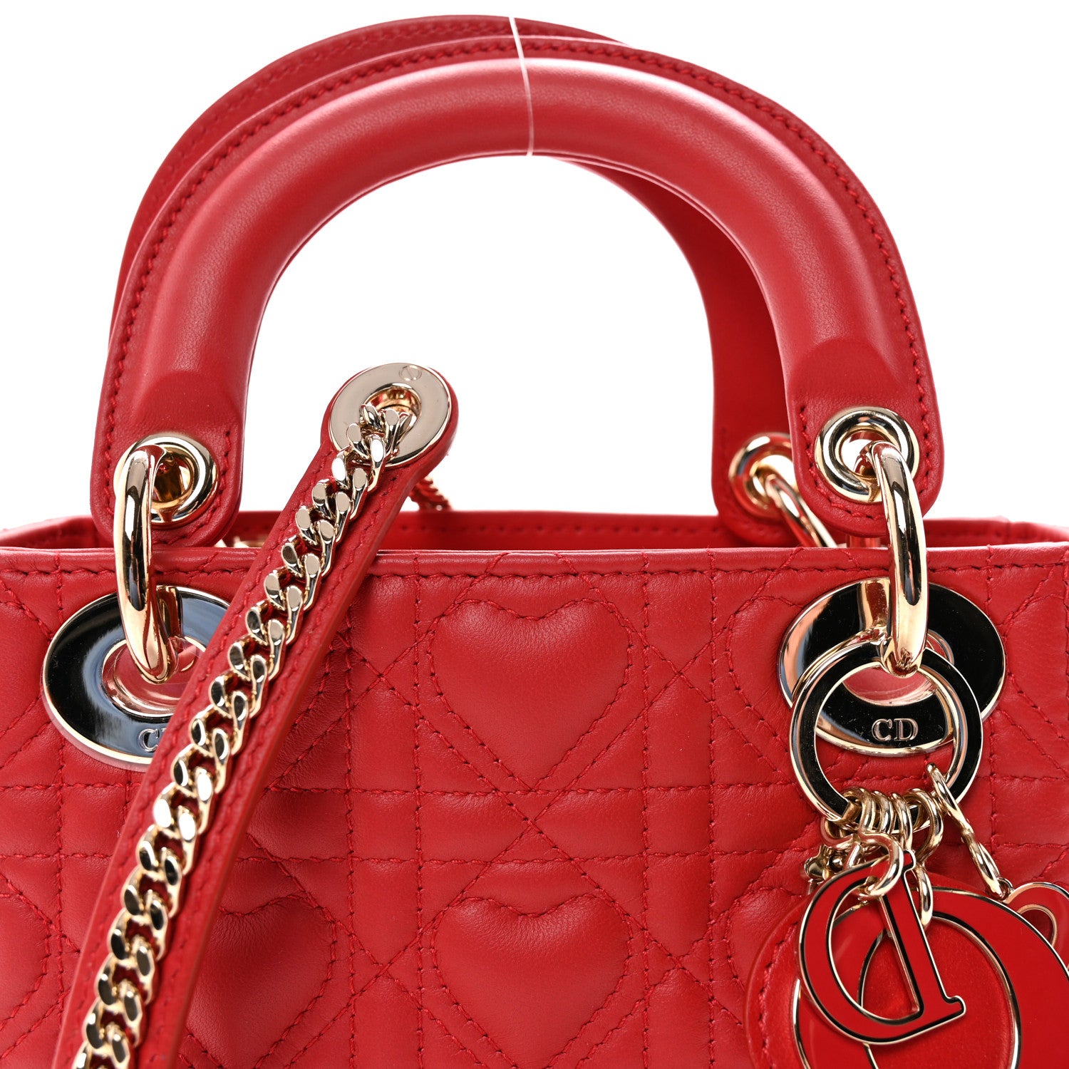 Christian Dior Calfskin Cannage Dioramour Mini Lady Dior Bag Bright Red 7 of 10