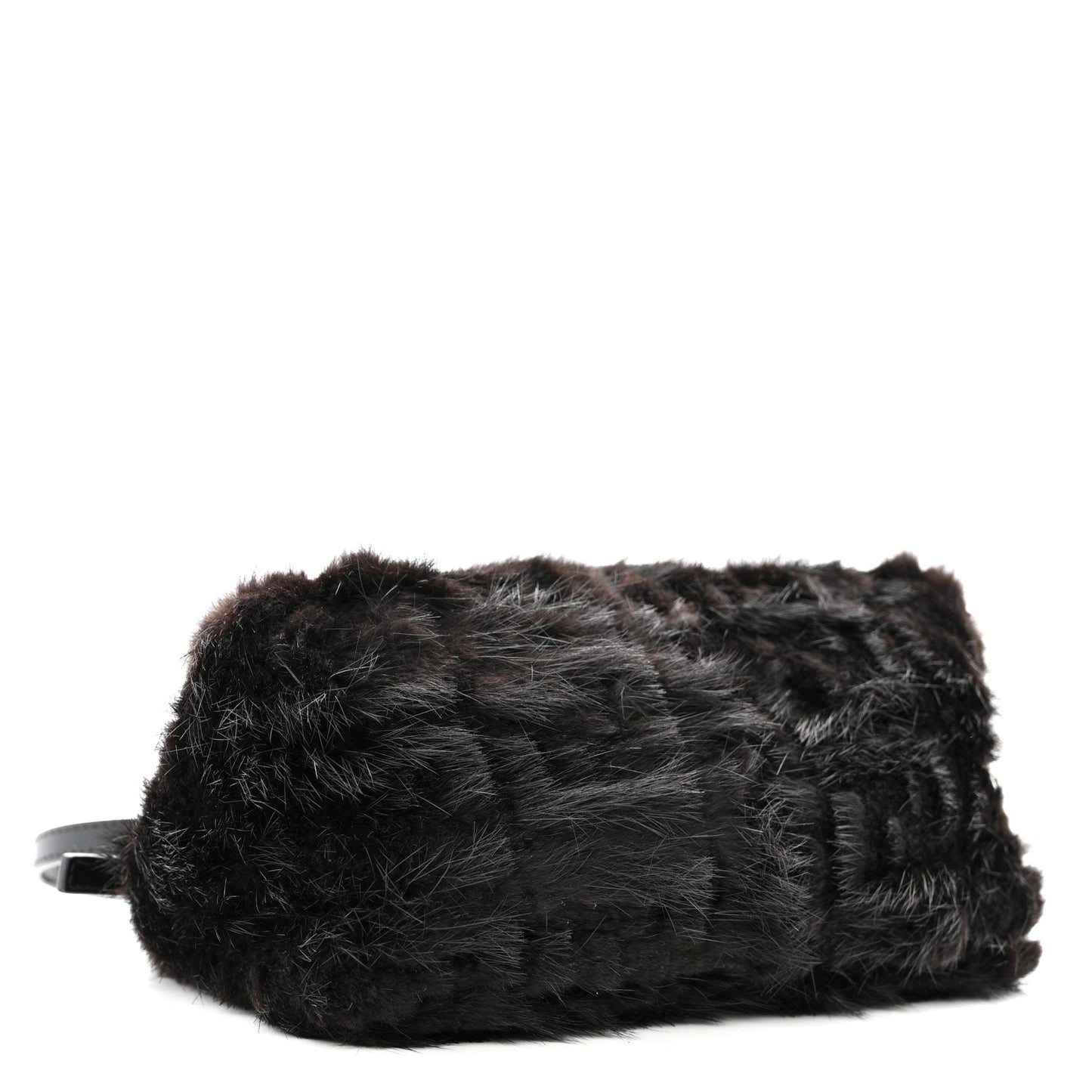 Mink Fur FF Mini Mama Baguette Black