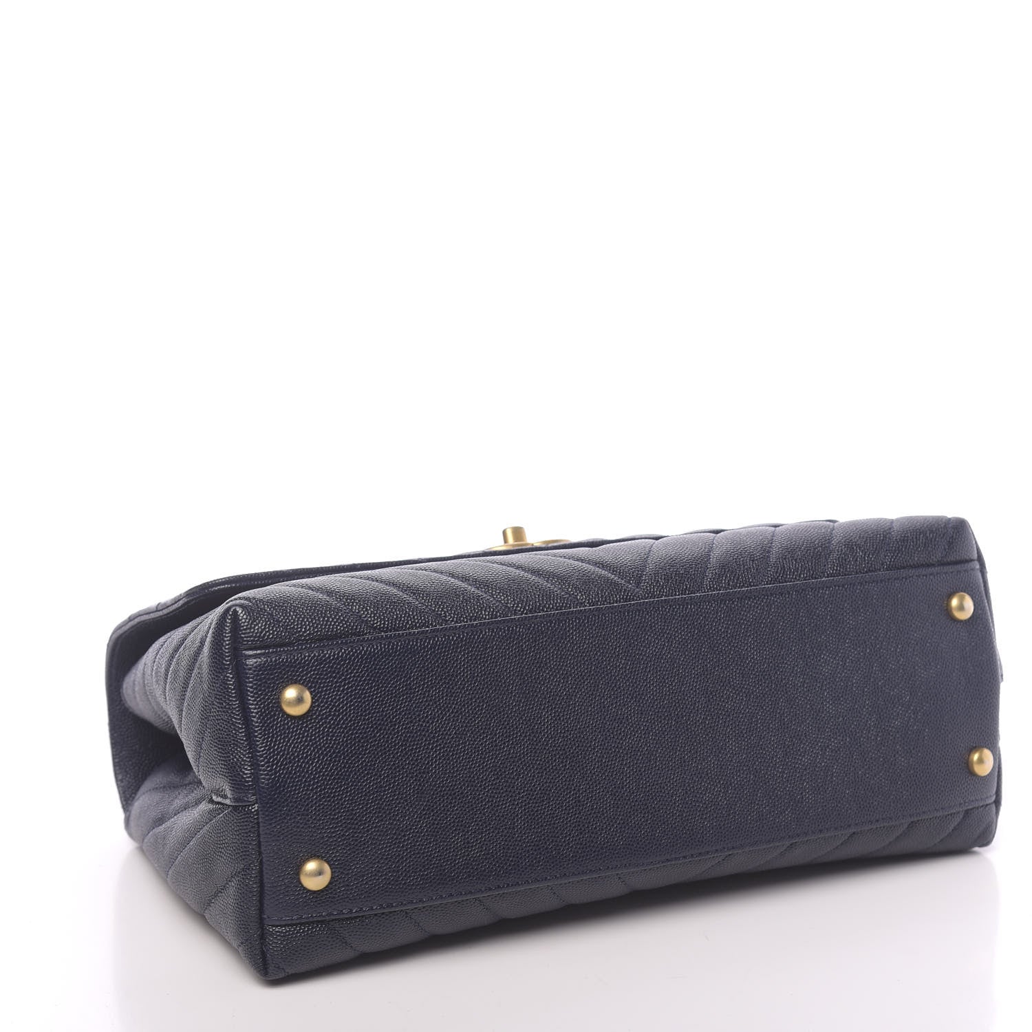 Chanel Caviar Chevron Quilted Small Coco Handle Flap Navy 5 of 11