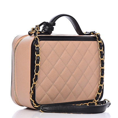 Chanel Caviar Quilted Medium CC Filigree Vanity Case Beige Black 3 of 10