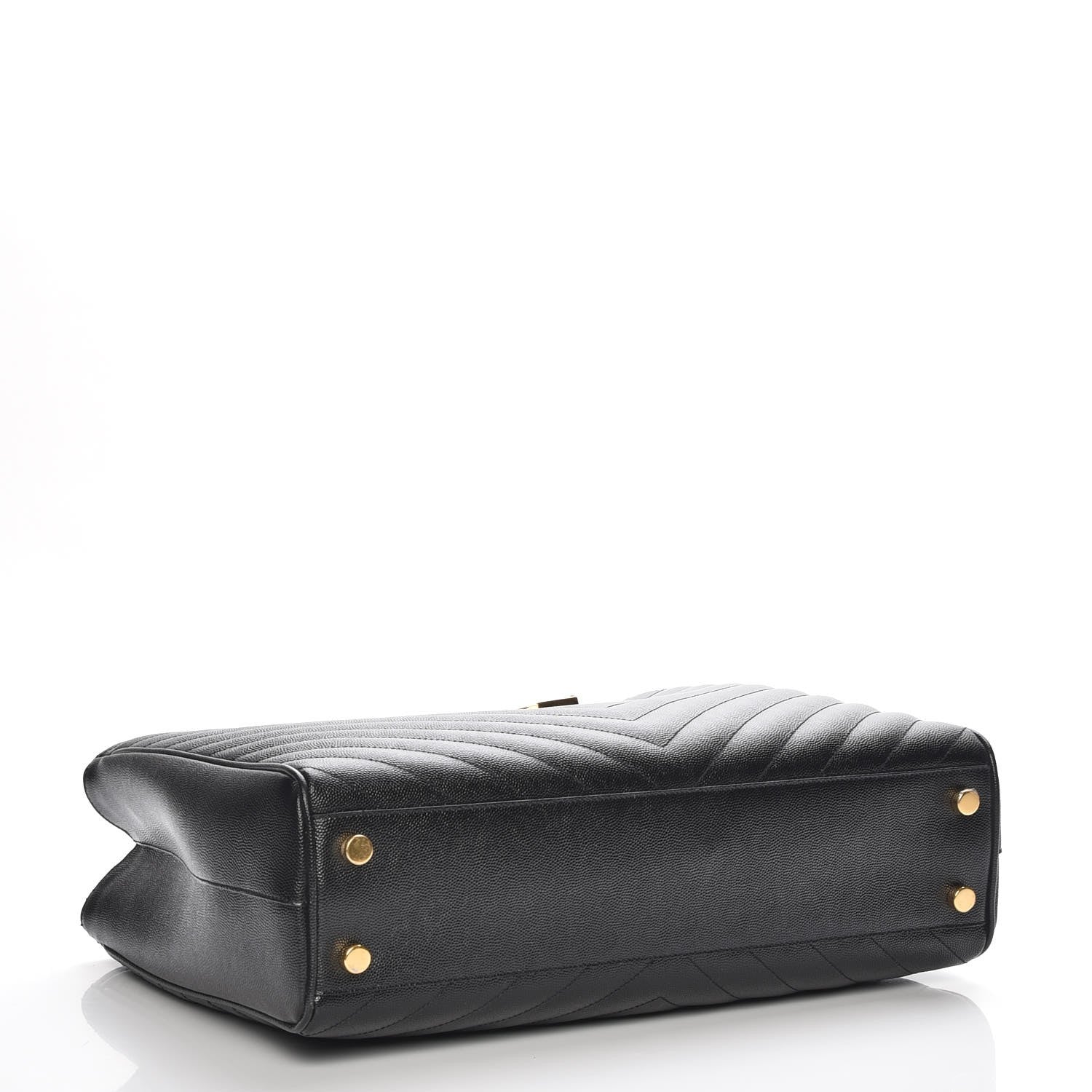 Saint Laurent Grain De Poudre Matelasse Chevron Monogram Shopping Bag Black 4 of 7
