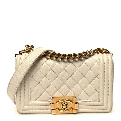 Chanel Grained Calfskin Quilted Small Boy Flap White 1 of 10